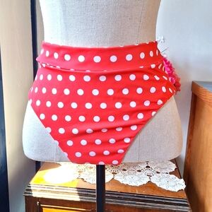 YELLOW The label, Orange & White Polka-Dot Bikini Bottom, Small, Cheeky …
